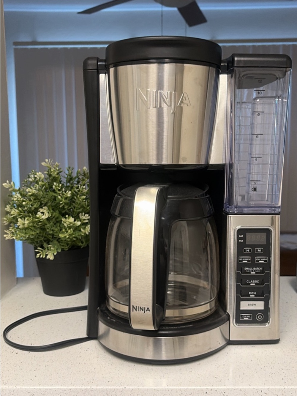 Ninja Stainless Steel and Black Drip Coffee Maker with Glass Carafe